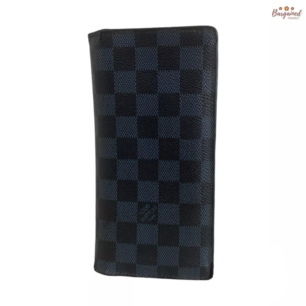 Authentic Louis Vuitton Damier Graphite Coated Canvas Leather Brazza Wallet 2018